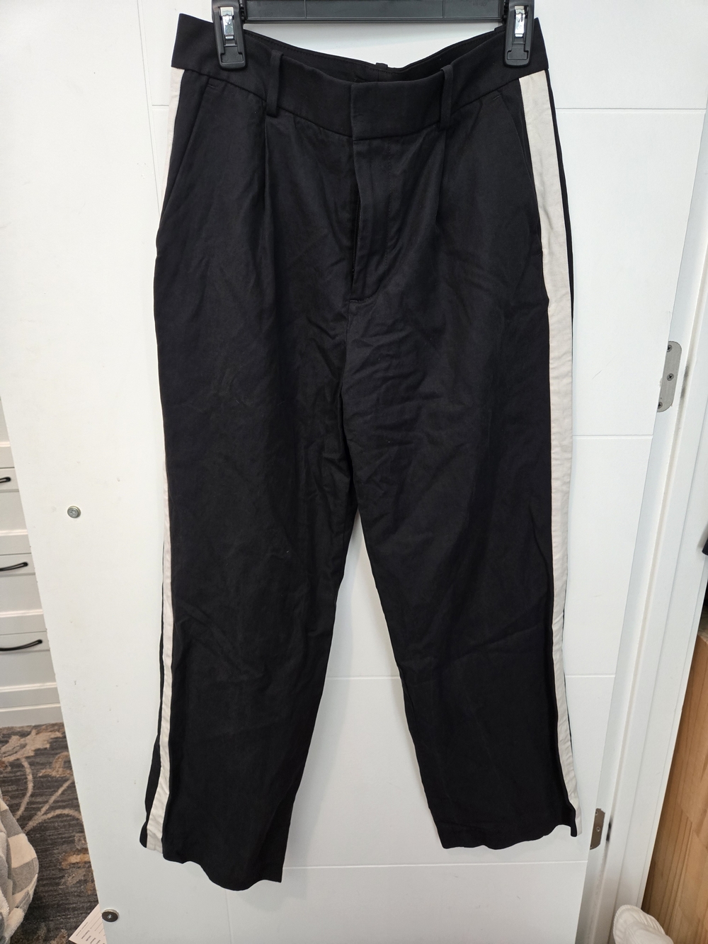 Madewell Black Chinos with Cream Side Stripe